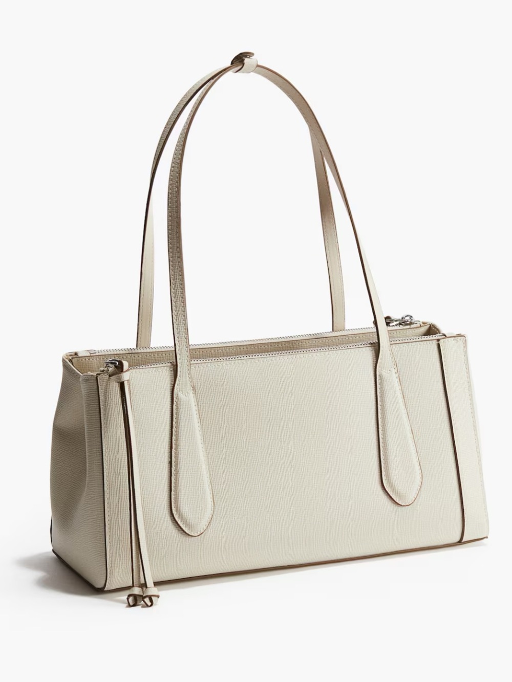 H&M NWT Structured rectangular Cream Tote Bag with Double Straps Top handle